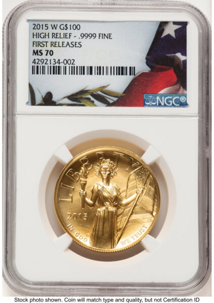 2015-W G$100 American Liberty High Relief FR Bunting Flag 70 NGC