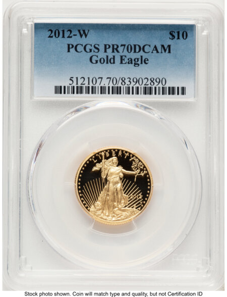 2012-W Proof Gold Eagle 1/4 oz Blue Gradient 70 PCGS