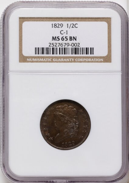 1829 1/2 C C-1, BN, MS 65 NGC