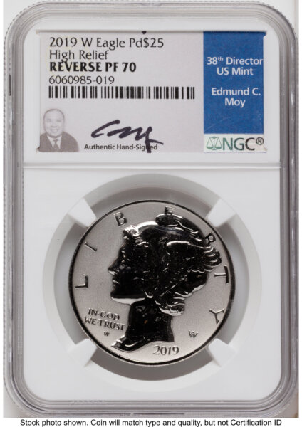 2019-W Palladium Eagle 1 oz, REV PR Ed Moy 70 NGC