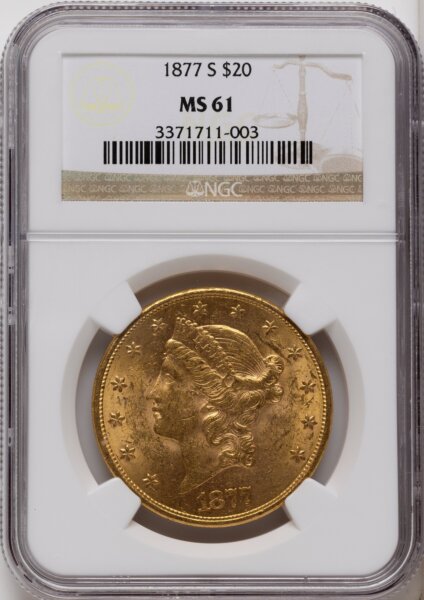 1877-S $20 Brown Label 61 NGC