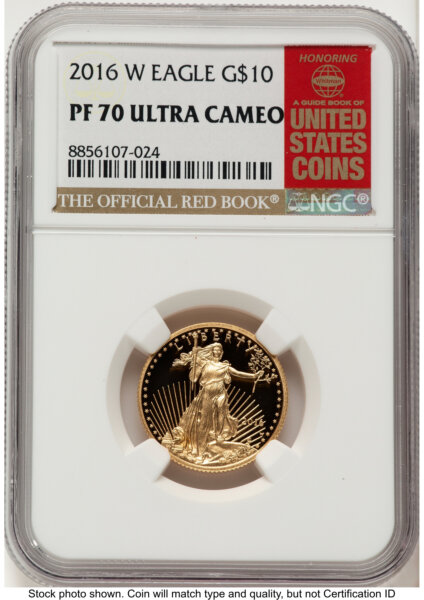 2016-W Proof Gold Eagle 1/4 oz Red Book 70 NGC