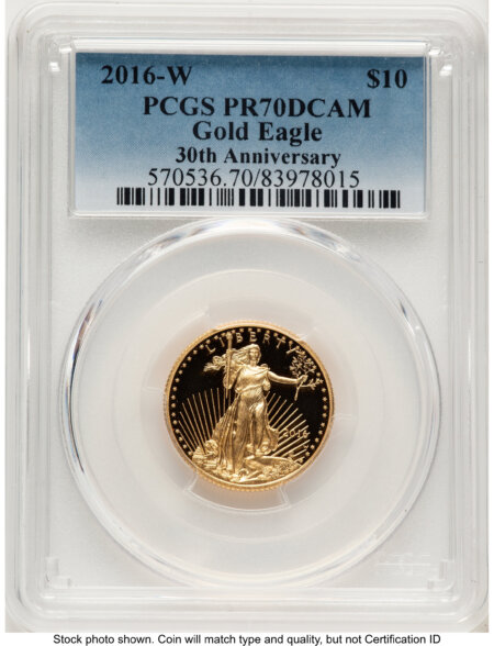 2016-W Proof Gold Eagle 1/4 oz Blue Gradient 70 PCGS