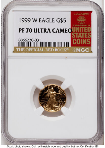 1999-W Proof Gold Eagle 1/10 oz Red Book 70 NGC