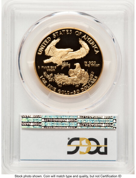 1990-W Proof Gold Eagle 1 oz Blue Gradient 70 PCGS
