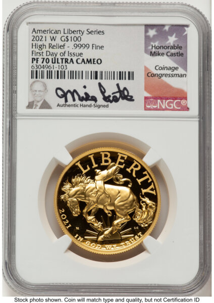 2021-W G$100 American Liberty High Relief, DC FDI Mike Castle 70 NGC