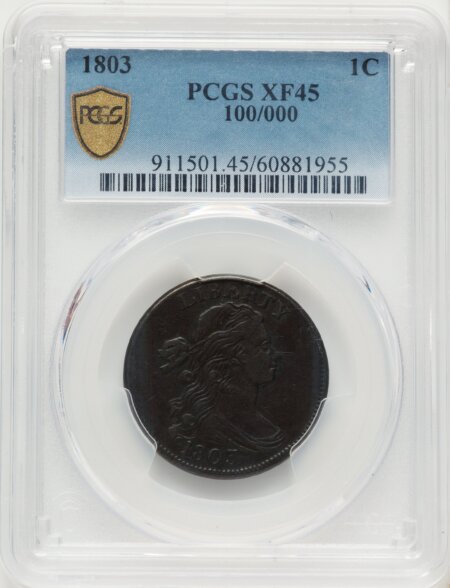 1803 1C 100/000, BN PCGS Secure 45 PCGS