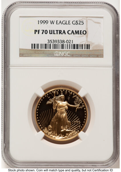 1999-W Proof Gold Eagle 1/2 oz Brown Label 70 NGC