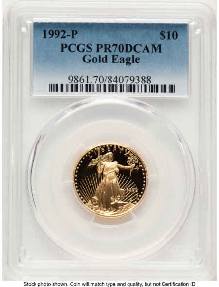 1992-P Proof Gold Eagle 1/4 oz Blue Gradient 70 PCGS
