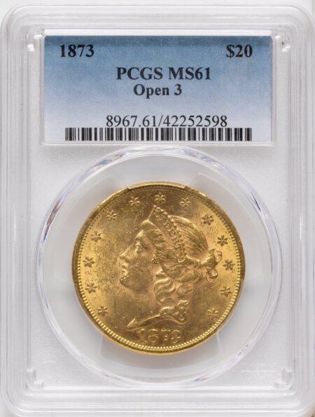 1873 $20 OPEN 3 Blue Gradient 61 PCGS