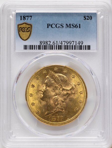 1877 $20 PCGS Secure Blue Gradient 61 PCGS