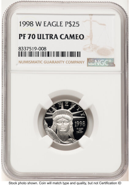 1998-W Proof Platinum Eagle 1/4 oz Brown Label 70 NGC