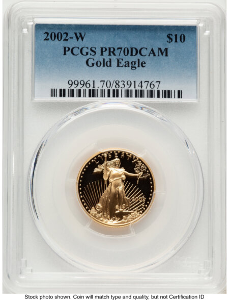 2002-W Proof Gold Eagle 1/4 oz Blue Gradient 70 PCGS