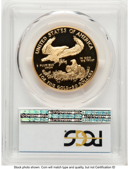 1993-W Proof Gold Eagle 1 oz Blue Gradient 70 PCGS