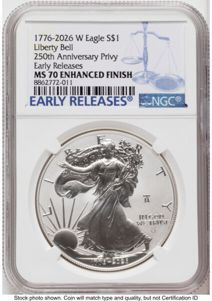 2026-W Enhanced Silver Eagle 1 oz ER Blue 70 NGC