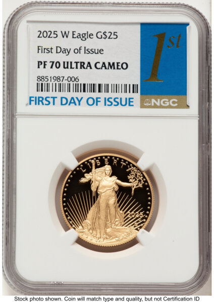 2025-W Proof Gold Eagle 1/2 oz FDI 1ST 70 NGC