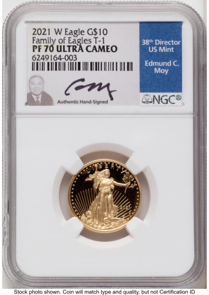 2021-W Type 1 Proof Gold Eagle 1/4 oz Ed Moy 70 NGC