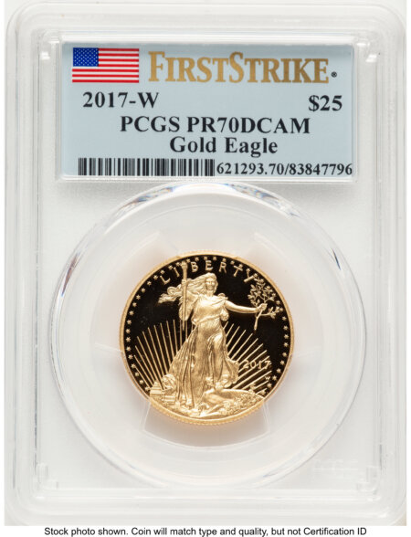 2017-W Proof Gold Eagle 1/2 oz FS Flag 70 PCGS