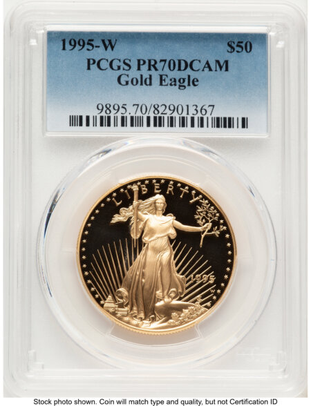 1995-W Proof Gold Eagle 1 oz Blue Gradient 70 PCGS