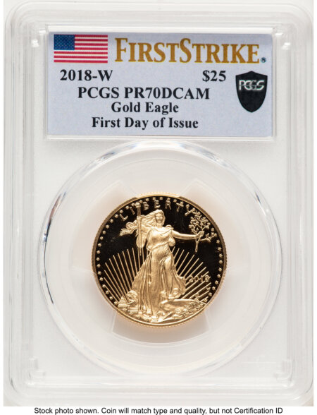 2018-W Proof Gold Eagle 1/2 oz FDI FS Flag 70 PCGS