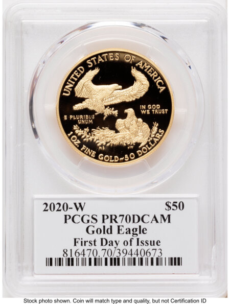 2020-W Proof Gold Eagle 1 oz FDI John Dannreuther 70 PCGS
