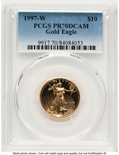 1997-W Proof Gold Eagle 1/4 oz Blue Gradient 70 PCGS
