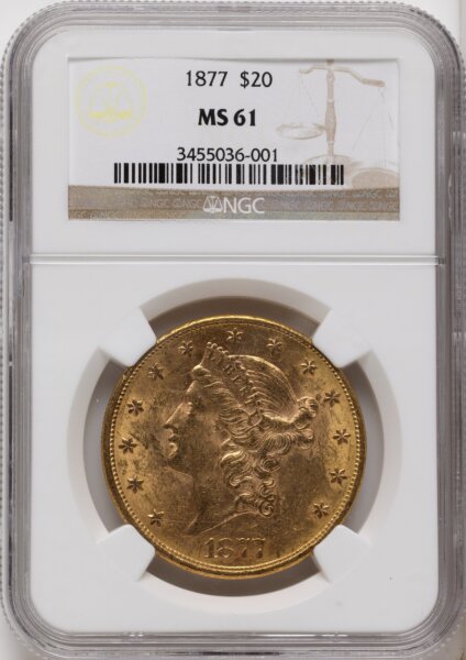 1877 $20 Brown Label 61 NGC
