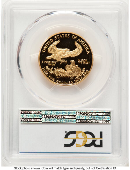 1996-W Proof Gold Eagle 1/2 oz Blue Gradient 70 PCGS