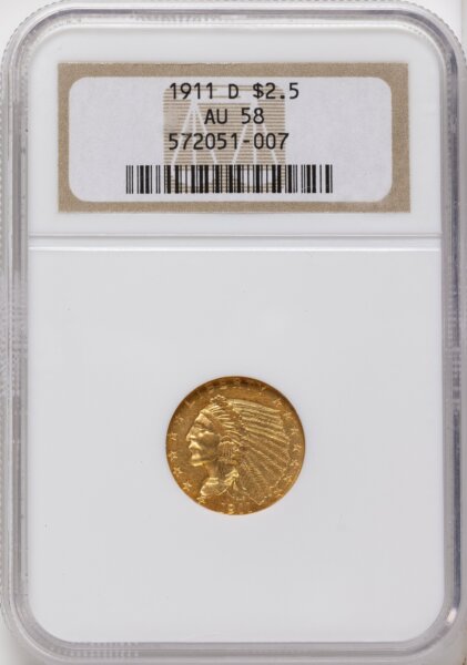 1911-D $2 1/2 Brown Label 58 NGC