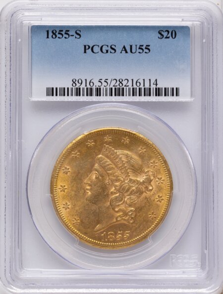 1855-S $20 55 PCGS