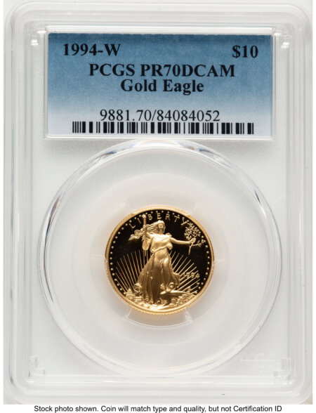 1994-W Proof Gold Eagle 1/4 oz Blue Gradient 70 PCGS