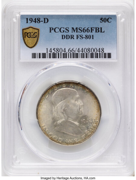 1948-D 50C DDR FS-801, FL PCGS Secure 66 PCGS