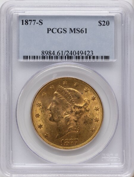 1877-S $20 Blue Label 61 PCGS