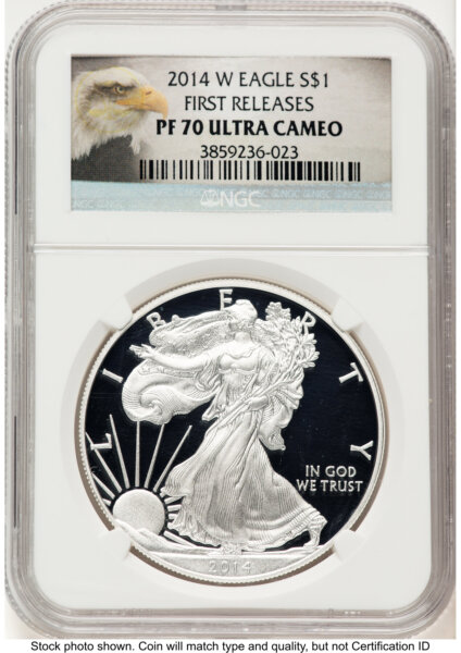 2014-W Proof Silver Eagle 1 oz FR Eagle Label 70 NGC