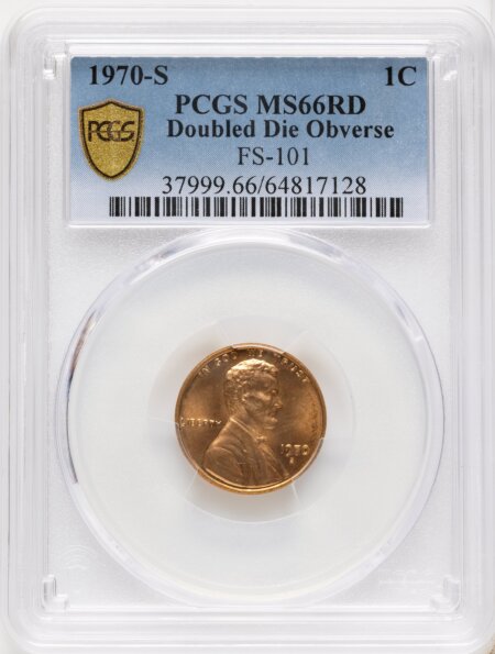 1970-S 1C FS-101, MS, RD PCGS Secure 66 PCGS