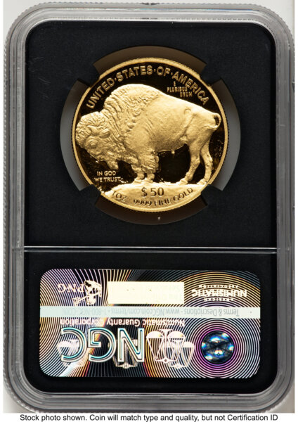 2017-W Proof Gold Buffalo 1 oz ER John Mercanti Blue Blk Core 70 NGC