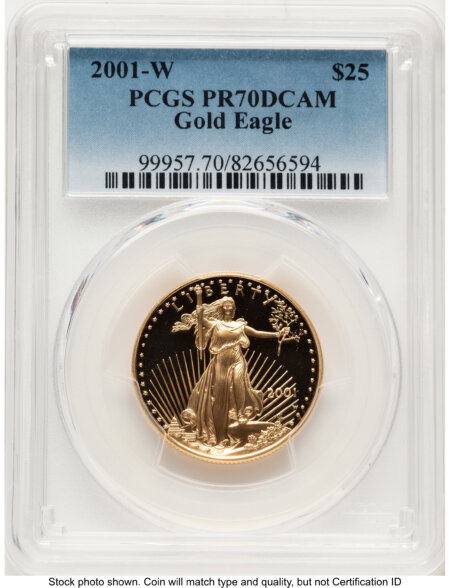 2001-W Proof Gold Eagle 1/2 oz Blue Gradient 70 PCGS