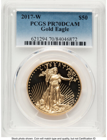 2017-W Proof Gold Eagle 1 oz Blue Gradient 70 PCGS