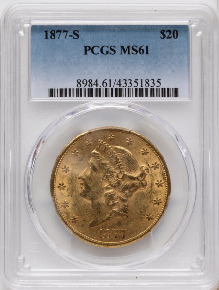 1877-S $20 Blue Gradient 61 PCGS