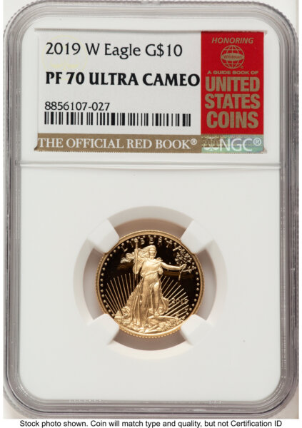 2019-W Proof Gold Eagle 1/4 oz Red Book 70 NGC