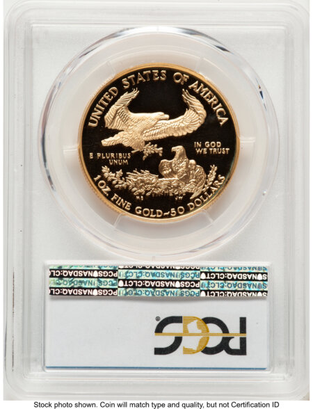 1999-W Proof Gold Eagle 1 oz Blue Gradient 70 PCGS