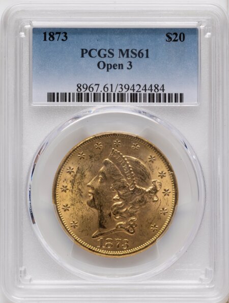 1873 $20 OPEN 3 Blue Gradient 61 PCGS