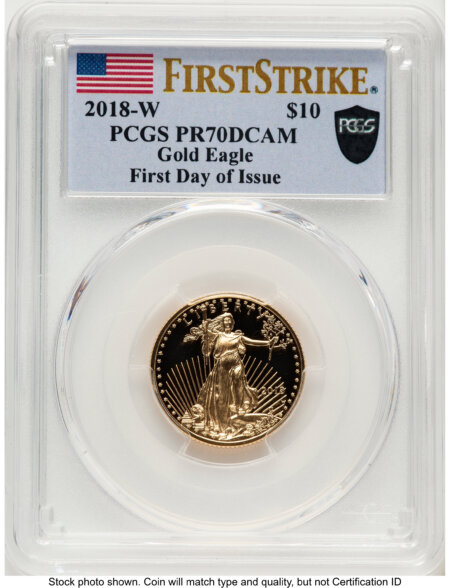 2018-W Proof Gold Eagle 1/4 oz FDI FS Flag 70 PCGS