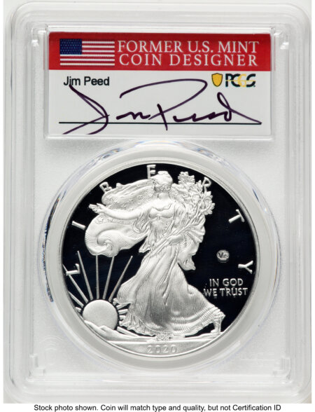 2020-W Proof Silver Eagle V75 Privy 1 oz FDI Jim Peed 70 PCGS