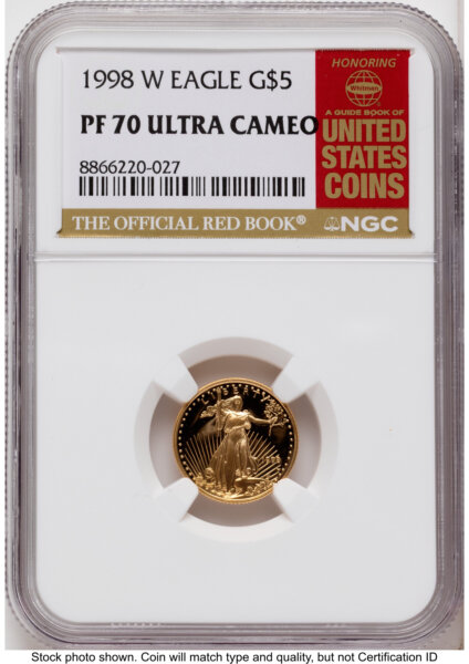 1998-W Proof Gold Eagle 1/10 oz Red Book 70 NGC