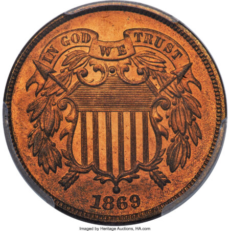1869 2C, RB CAC 67 PCGS