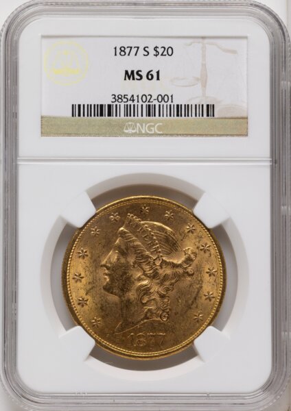 1877-S $20 Brown Label 61 NGC