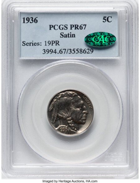 1936 5C Type One Satin, PR CAC 67 PCGS
