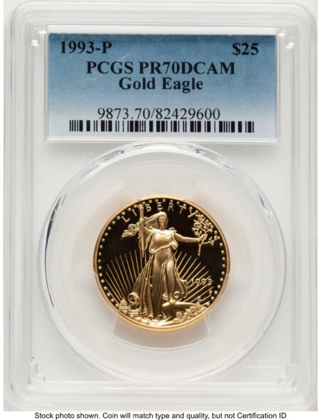 1993-P Proof Gold Eagle 1/2 oz Blue Gradient 70 PCGS