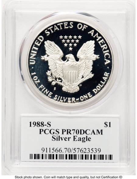 1988-S Proof Silver Eagle 1 oz TD Rogers 70 PCGS